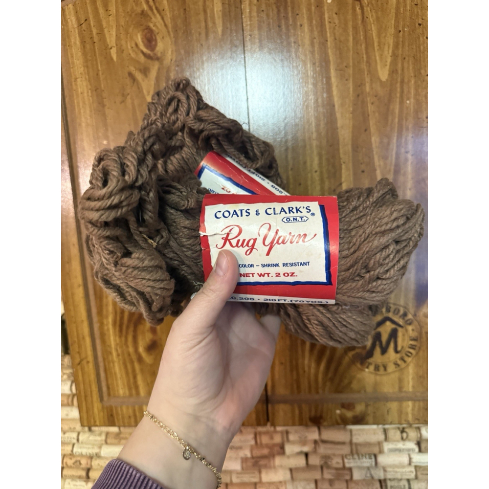 VTG New Coats & Clark's Rug Yarn Lot of 2, 131 Fudge Color Made In USA